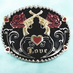 Taylor Brands Belt Buckle "LOVE" Guns & Rose's bla